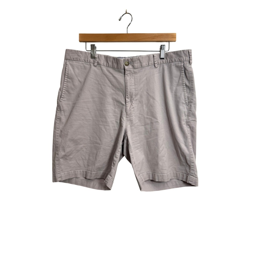 Peter Millar Mens 38 Pima Cotton Stretch Chino Shorts Grey Tan Flat Front Peru